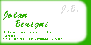jolan benigni business card